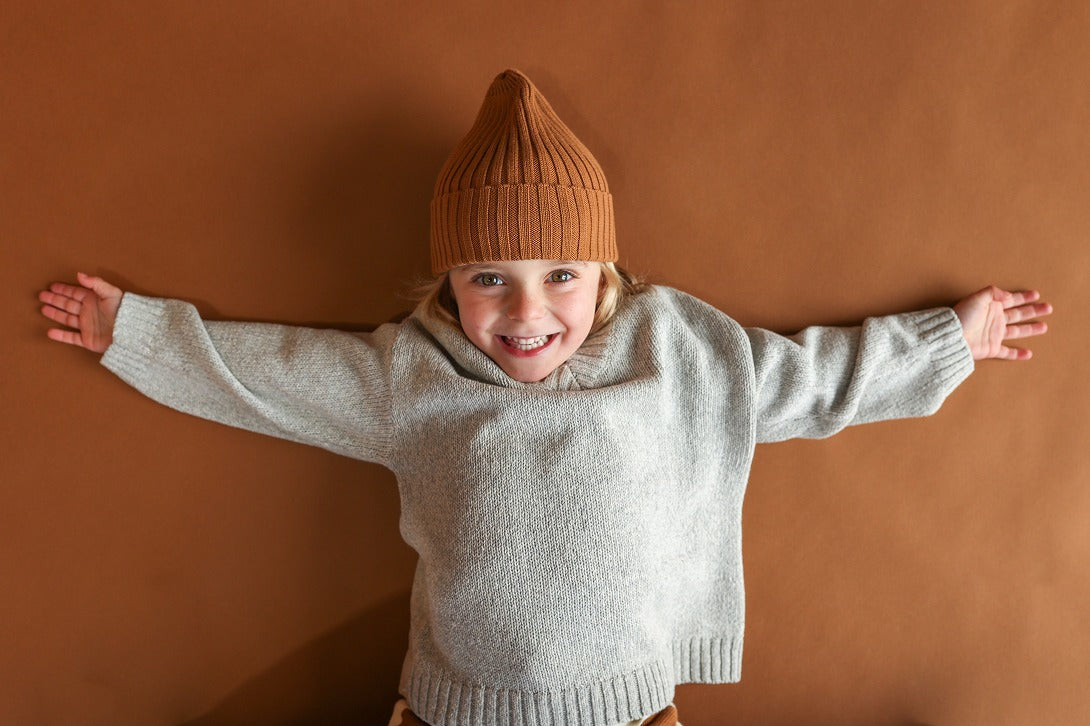 【GROWN】Ribbed Pixie Beanie Toast 帽子 S,M,L  | Coucoubebe/ククベベ