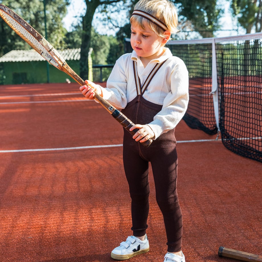 【SILLY Silas】Footless Collection Chocolate brown striped レギンス 6-12m,1-2y,2-3y  | Coucoubebe/ククベベ