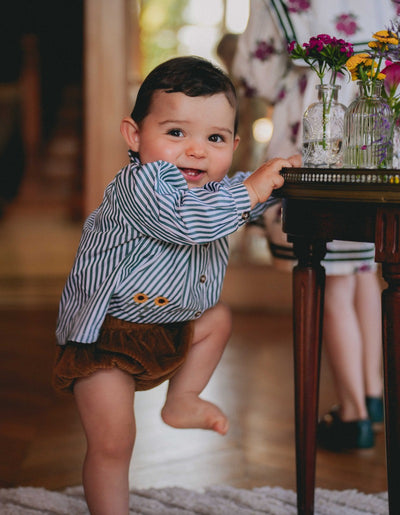 【LOIR Paris】Chemise CEZANNE GREEN STRIPES シャツ 18m,24m,36m（Sub Image-5） | Coucoubebe/ククベベ