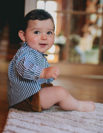 【LOIR Paris】Chemise CEZANNE GREEN STRIPES シャツ 18m,24m,36m（Sub Image-7） | Coucoubebe/ククベベ