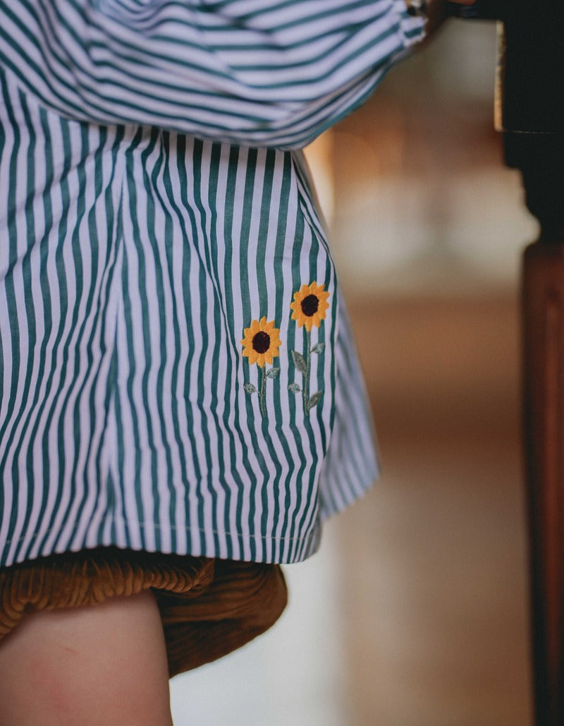 【LOIR Paris】Chemise CEZANNE GREEN STRIPES シャツ 18m,24m,36m  | Coucoubebe/ククベベ