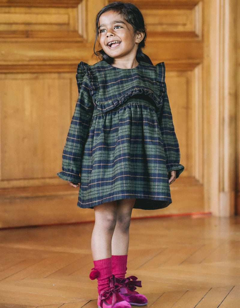【LOIR Paris】Robe NINON TARTAN OVERSHIRT ワンピース 18m,24m,36m  | Coucoubebe/ククベベ