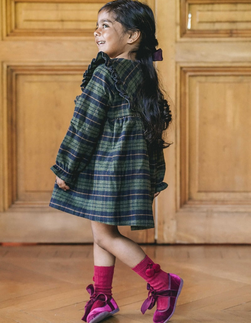 【LOIR Paris】Robe NINON TARTAN OVERSHIRT ワンピース 18m,24m,36m  | Coucoubebe/ククベベ