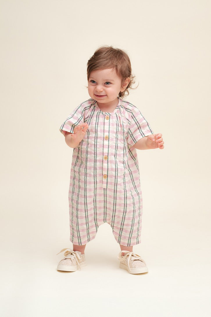 【garbo&friends】Check Carnation Seersucker Onesie ロンパース 2-6m,6-12m  | Coucoubebe/ククベベ