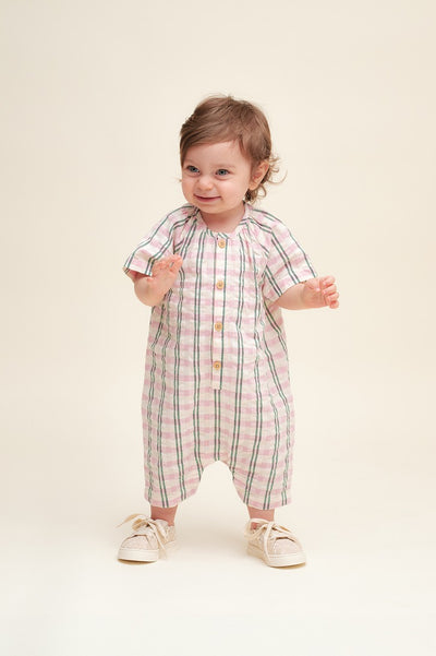 【garbo&friends】Check Carnation Seersucker Onesie ロンパース 2-6m,6-12m（Sub Image-4） | Coucoubebe/ククベベ