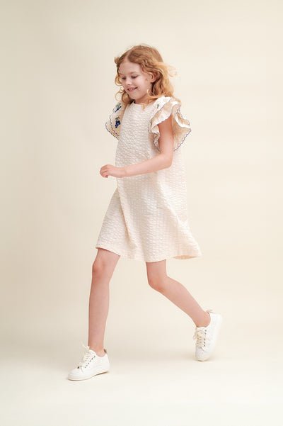 【garbo&friends】Ecru Seersucker Frill Dress ワンピース 1-2y,3-4y（Sub Image-4） | Coucoubebe/ククベベ