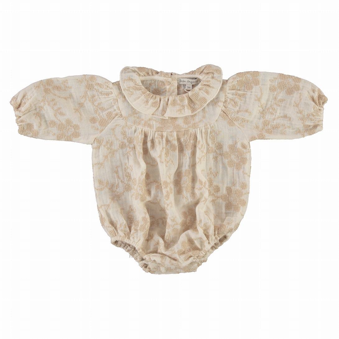 【Bebe Organic】Isabella Romper Natural Embroidery ロンパース 12m,18m  | Coucoubebe/ククベベ