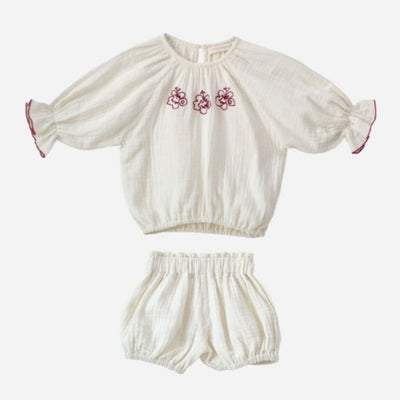 【son and daughter】Madera Embroidery Sets セットアップ 6-12m,1-2y,3-4y（Sub Image-1） | Coucoubebe/ククベベ