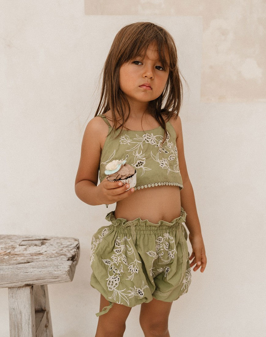 son and daughter】Pia Embroidery Moss 水着 6-12m,1y,2y