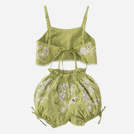 son and daughter】Pia Embroidery Moss 水着 6-12m,1y,2y