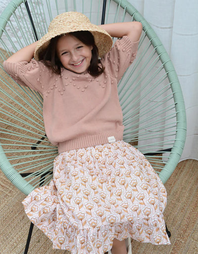 【Coucoubébé-baby】【50％off】KOKORI Pompom Top Nude 416611171　ココリ　ポンポンニット　ピンク（Sub Image-3） | Coucoubebe/ククベベ