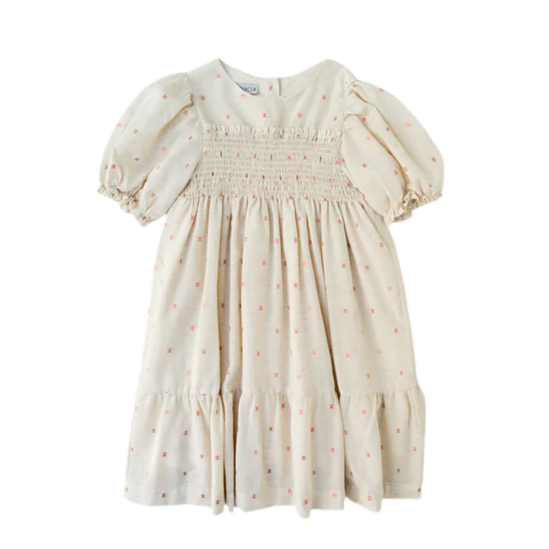 【Coucoubébé-baby】【50％off】KOKORI Pelin Dress Copper Spots 4166101　ココリ　スモッキングドレス　ラメドット  | Coucoubebe/ククベベ