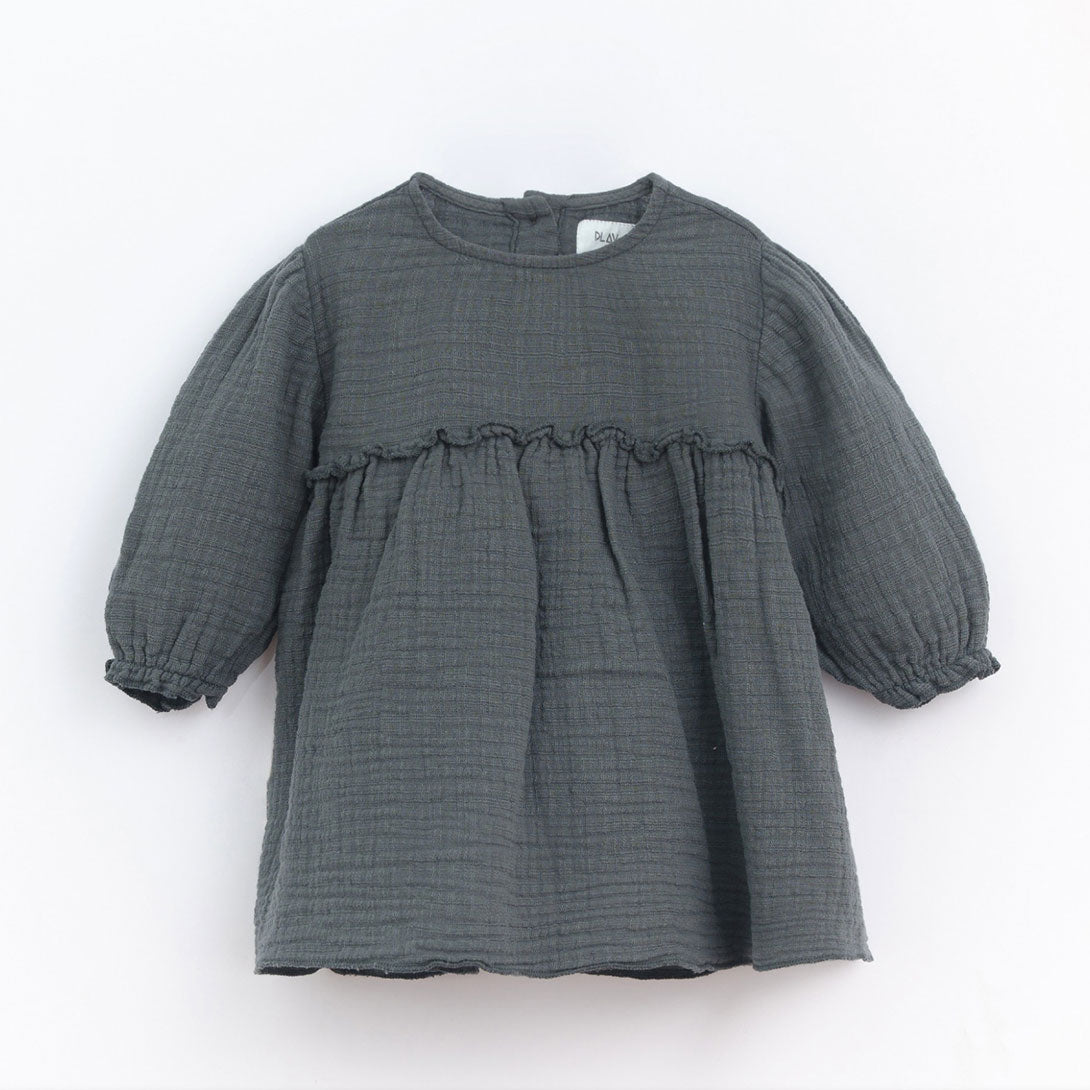 【Coucoubébé-baby】【40％off】PLAY UP  / Woven Dress /  Dark Grey  /  フリル切り替えワンピース  | Coucoubebe/ククベベ