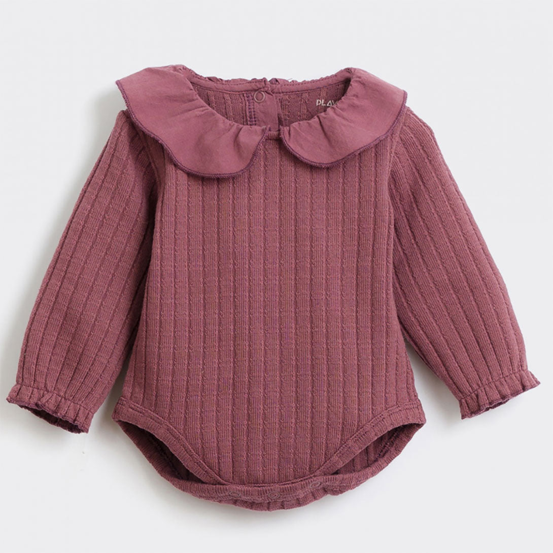 【Coucoubébé-baby】【40％off】PLAY UP  /  Ribbed Rib Body /  EGGPLANT  /  襟付きリブボディ  | Coucoubebe/ククベベ