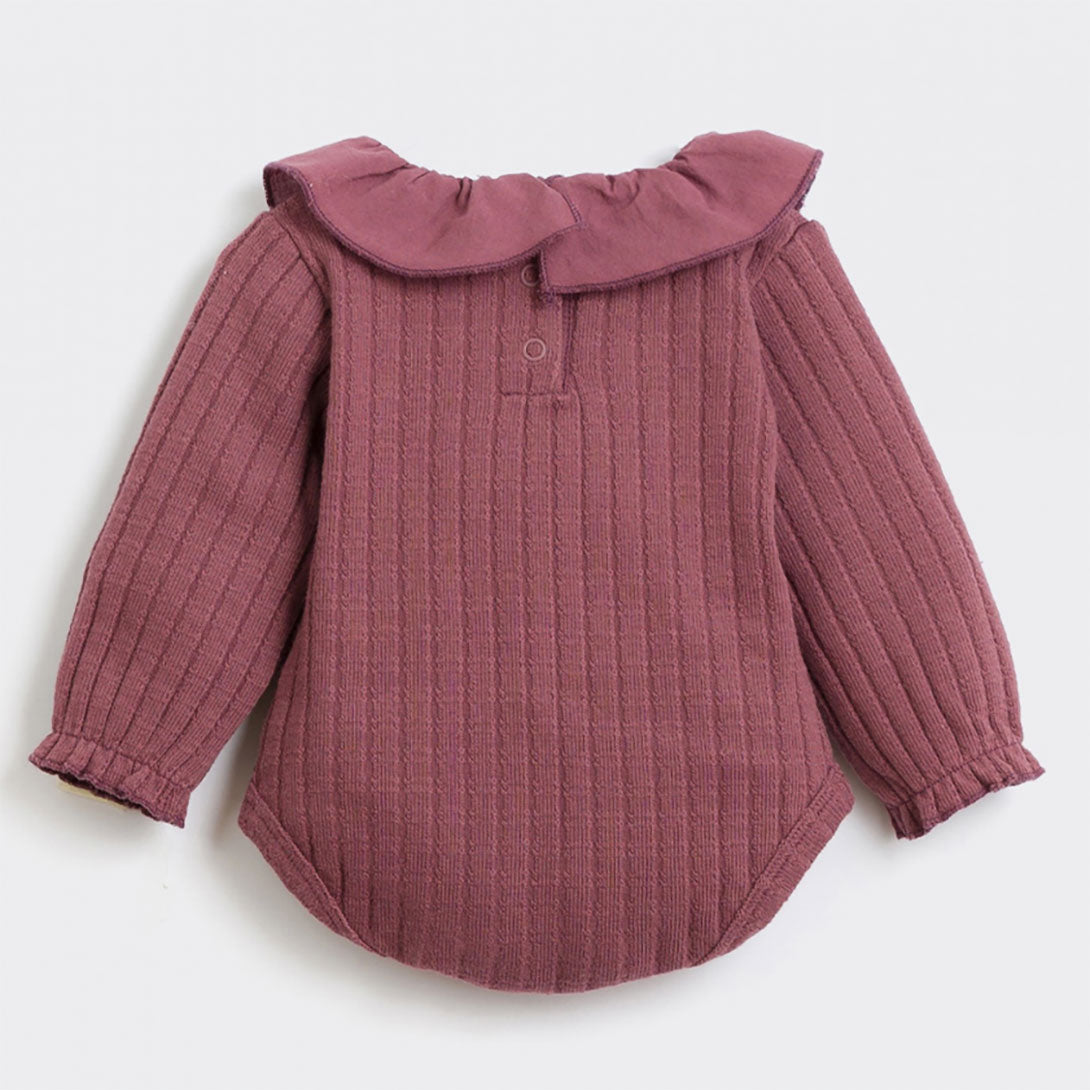 【Coucoubébé-baby】【40％off】PLAY UP  /  Ribbed Rib Body /  EGGPLANT  /  襟付きリブボディ  | Coucoubebe/ククベベ