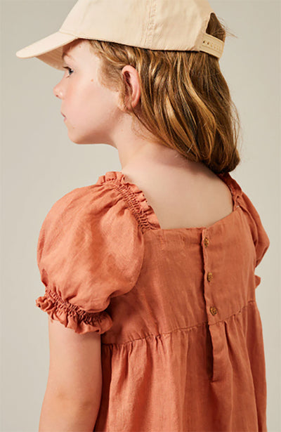 【my little cozmo】【40％off】Linen dress  Teracotta　リネンワンピース 3Y,4Y,6Y,8Y（Sub Image-3） | Coucoubebe/ククベベ