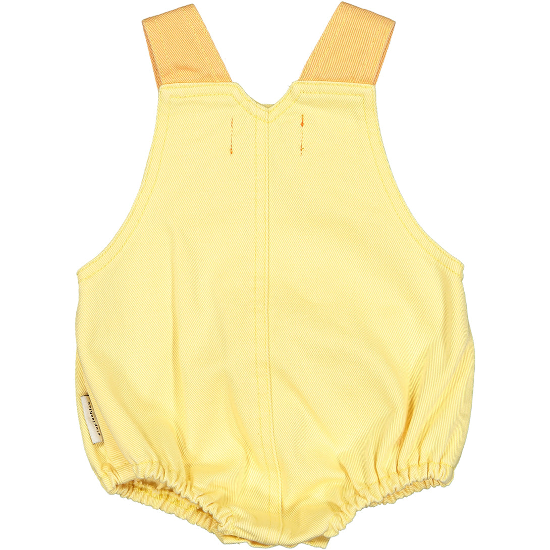 【piupiuchick】【50％off】piupiuchick baby romper light yellow w/multicolour straps & pocketピウピウチック12m,18m　ベビーロンパース  | Coucoubebe/ククベベ