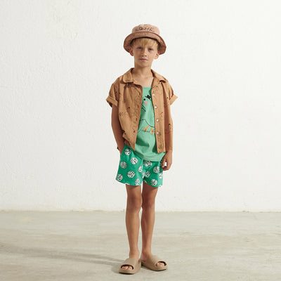 【weekend house kids】【40％off】Cubes shorts Green　ショートパンツ　2 , 3/4 , 5/6 ,7/8（Sub Image-3） | Coucoubebe/ククベベ