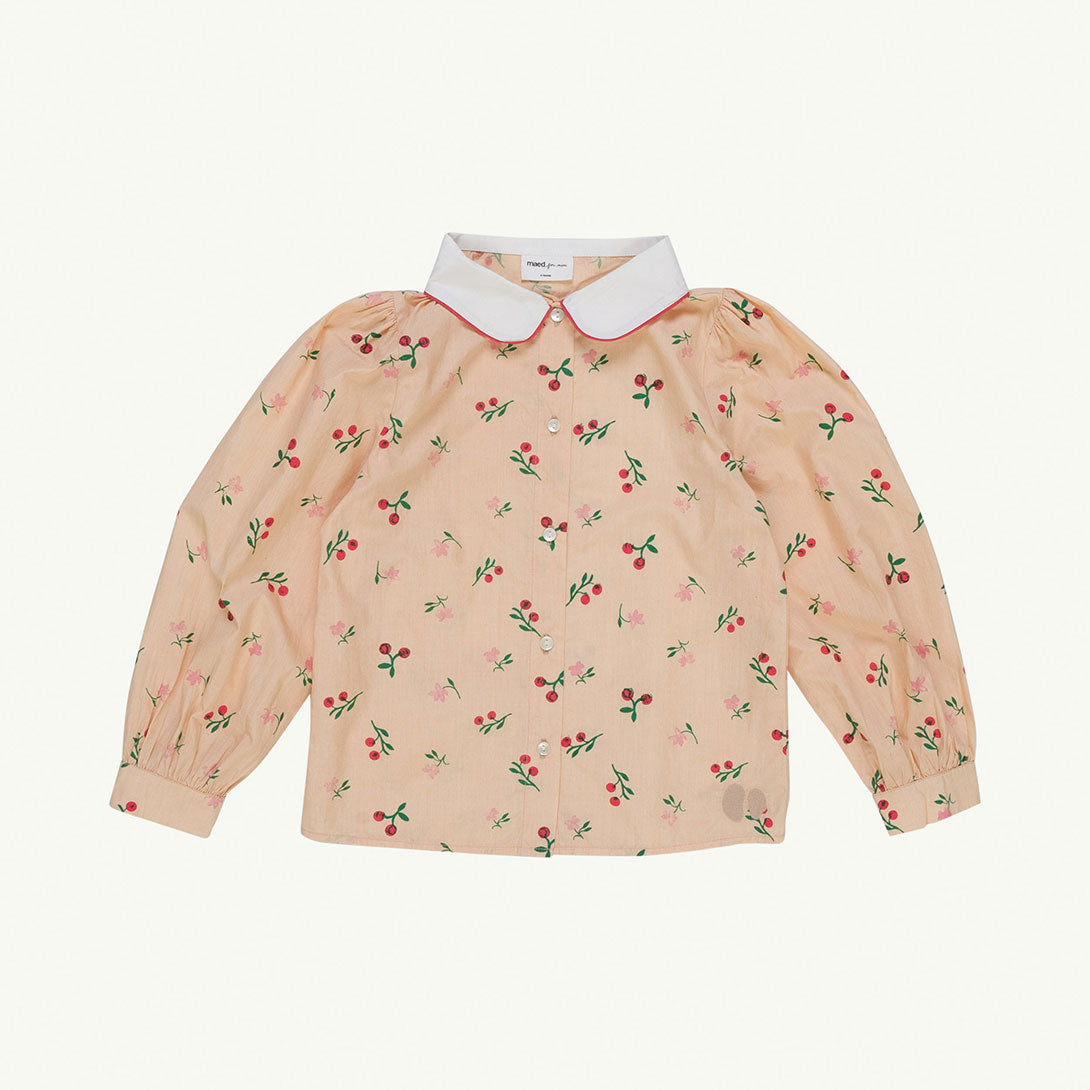 【maed for mini】【40％off】maed for mini  /  Cherry chincilla blouse /  peach  /  チェリー柄ブラウス  | Coucoubebe/ククベベ