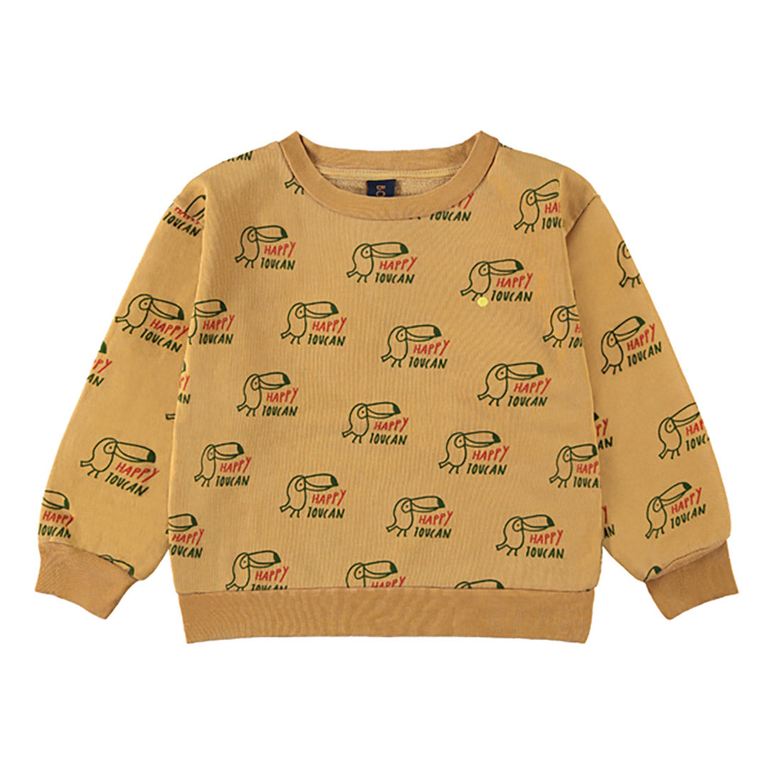 【bonmot organic】【40％off】Sweatshirt all over toucan   /  Mustard  /  スウェットシャツ  | Coucoubebe/ククベベ