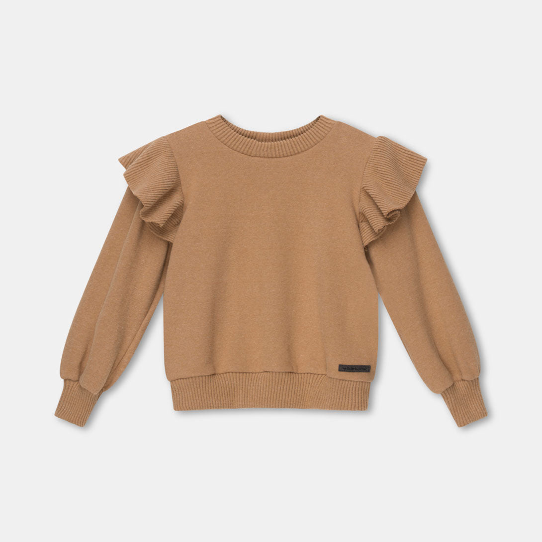 【Coucoubébé-baby】【40％off】my little cozmo  /  Organic knit ruffle sweater  /  CAMEL /  ラッフルニット  | Coucoubebe/ククベベ