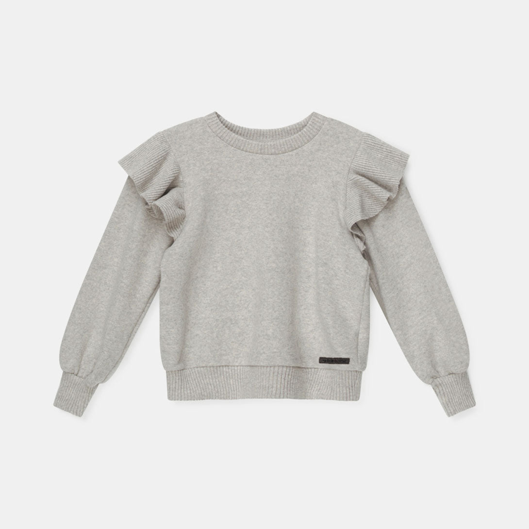 【Coucoubébé-baby】【40％off】my little cozmo  /  Organic knit ruffle sweater  /  LIGHT GREY /  ラッフルニット  | Coucoubebe/ククベベ
