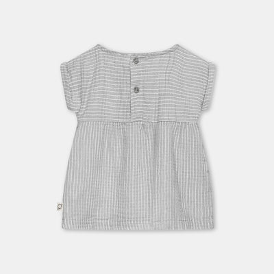 【my little cozmo】【40％off】Gauze stripe baby dress Anthracite　ガーゼストライプワンピース　12m,18m,24m,（Sub Image-2） | Coucoubebe/ククベベ