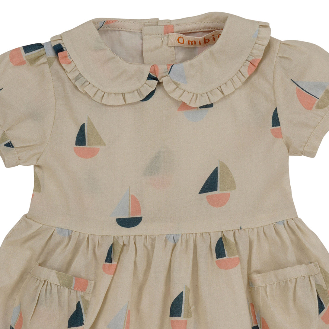 【Coucoubébé-baby】【50％off】Omibia　DAMILIA Dress Boat Print　オミビア　丸襟ワンピース　SS22W11  | Coucoubebe/ククベベ