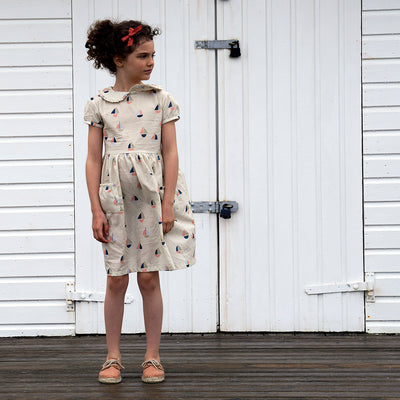 【Coucoubébé-baby】【50％off】Omibia　DAMILIA Dress Boat Print　オミビア　丸襟ワンピース　SS22W11（Sub Image-4） | Coucoubebe/ククベベ