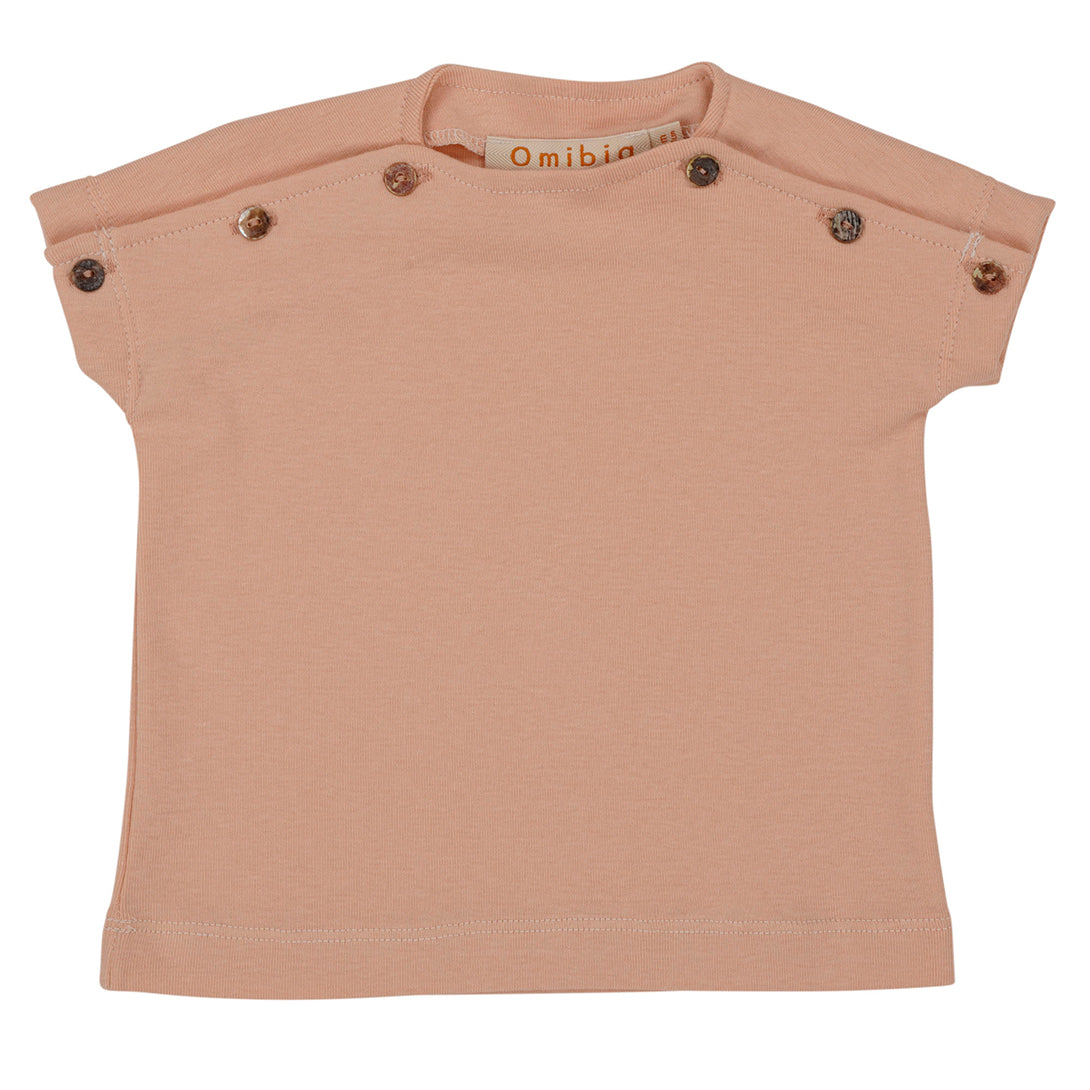 【Coucoubébé-baby】【50％off】Omibia　DEGAR T-Shirt Peach　オミビア　ジャージー肩ボタンカットソー　　SS22J25  | Coucoubebe/ククベベ