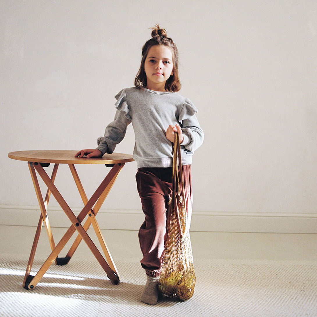 【Coucoubébé-baby】【40％off】my little cozmo  /  Organic knit ruffle sweater  /  LIGHT GREY /  ラッフルニット  | Coucoubebe/ククベベ