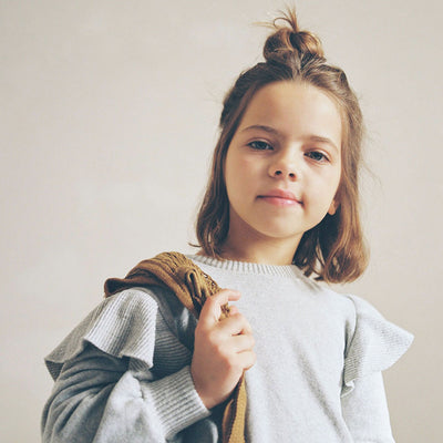 【Coucoubébé-baby】【40％off】my little cozmo  /  Organic knit ruffle sweater  /  LIGHT GREY /  ラッフルニット（Sub Image-4） | Coucoubebe/ククベベ