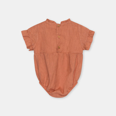 【my little cozmo】【40％off】Linen bubble baby romper Teracotta　リネンロンパース　6M,9M,12M（Sub Image-2） | Coucoubebe/ククベベ