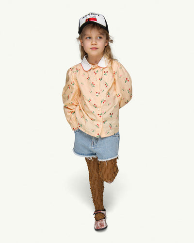 【maed for mini】【40％off】maed for mini  /  Cherry chincilla blouse /  peach  /  チェリー柄ブラウス（Sub Image-5） | Coucoubebe/ククベベ