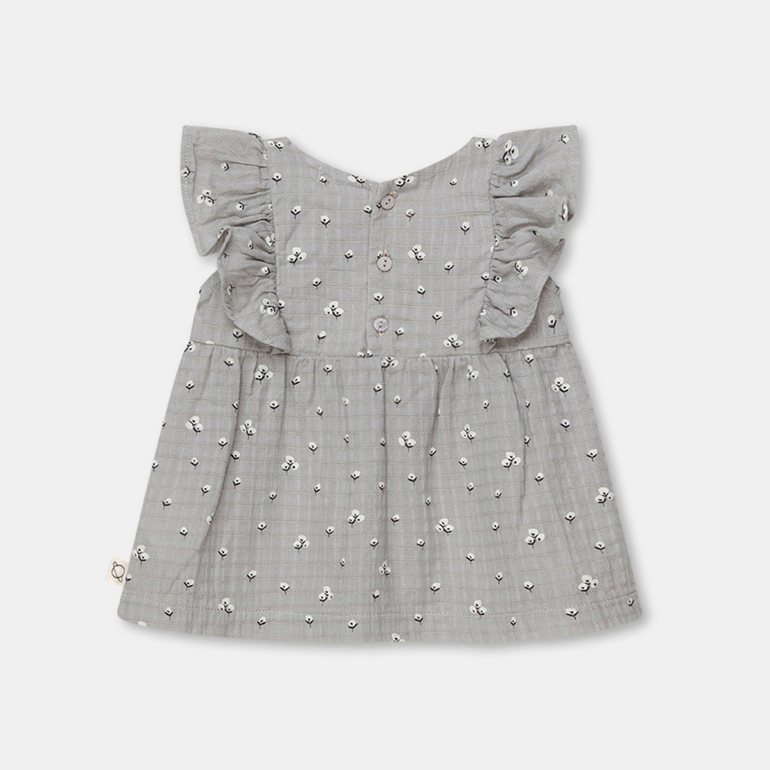 【my little cozmo】【40％off】Muslin floral baby dress Grey　フローラルワンピース　12m,18m,24m  | Coucoubebe/ククベベ