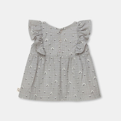 【my little cozmo】【40％off】Muslin floral baby dress Grey　フローラルワンピース　12m,18m,24m（Sub Image-2） | Coucoubebe/ククベベ