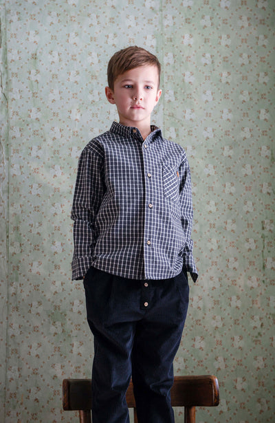 【Coucoubébé-baby】【40％off】Popelin  /  Black plaid shirt with pockets in organic　チェック柄ポケット付き長袖シャツ（Sub Image-5） | Coucoubebe/ククベベ