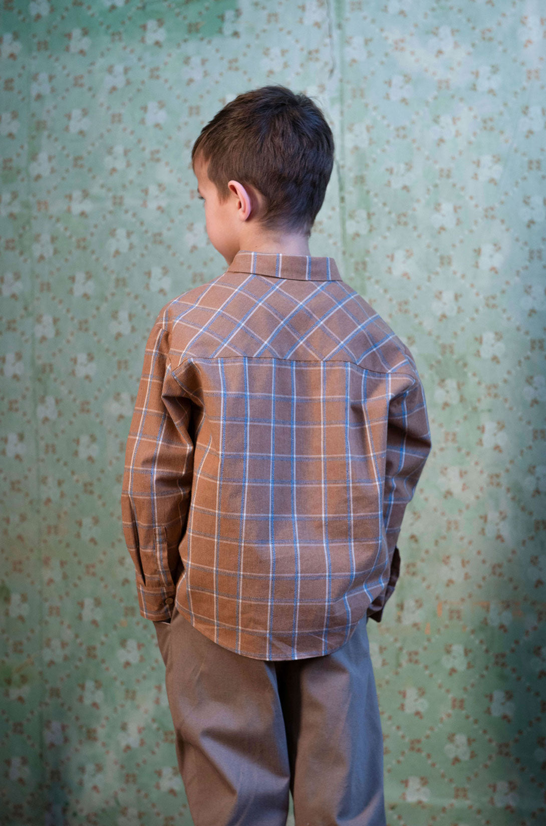 【Coucoubébé-baby】【40％off】Popelin  /  Terracotta plaid shirt with pockets in organic　チェック柄ポケット付き長袖シャツ  | Coucoubebe/ククベベ