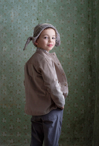 【Coucoubébé-baby】【40％off】Popelin  /  Taupe corduroy shirt　コーデュロイ長袖シャツ（Sub Image-2） | Coucoubebe/ククベベ