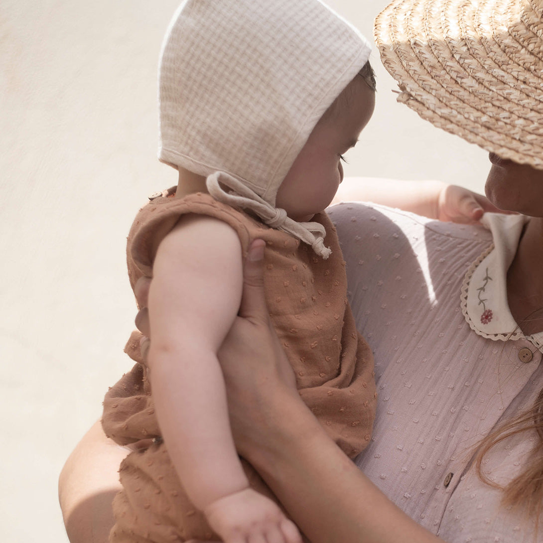 【50％off】Popelin Beige organic reversible bonnet Mod.5.5　ポペリン　リバーシブルボンネット　 ベージュ