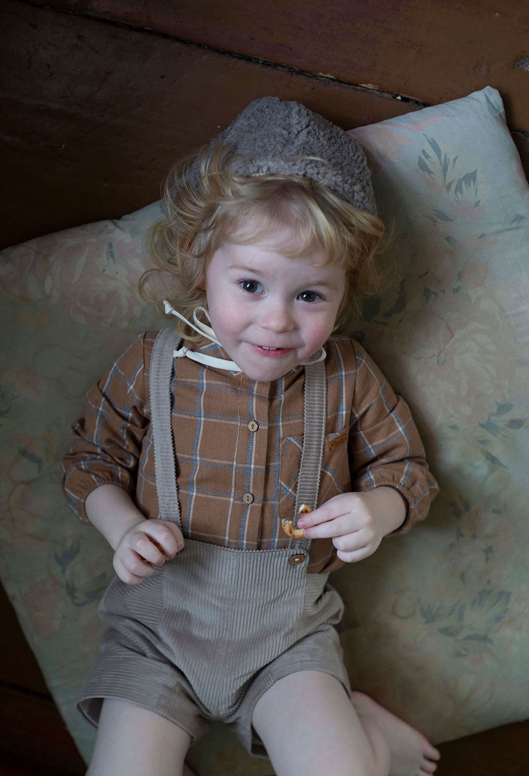 Coucoubébé-baby】【40％off】Popelin / Taupe dungarees with