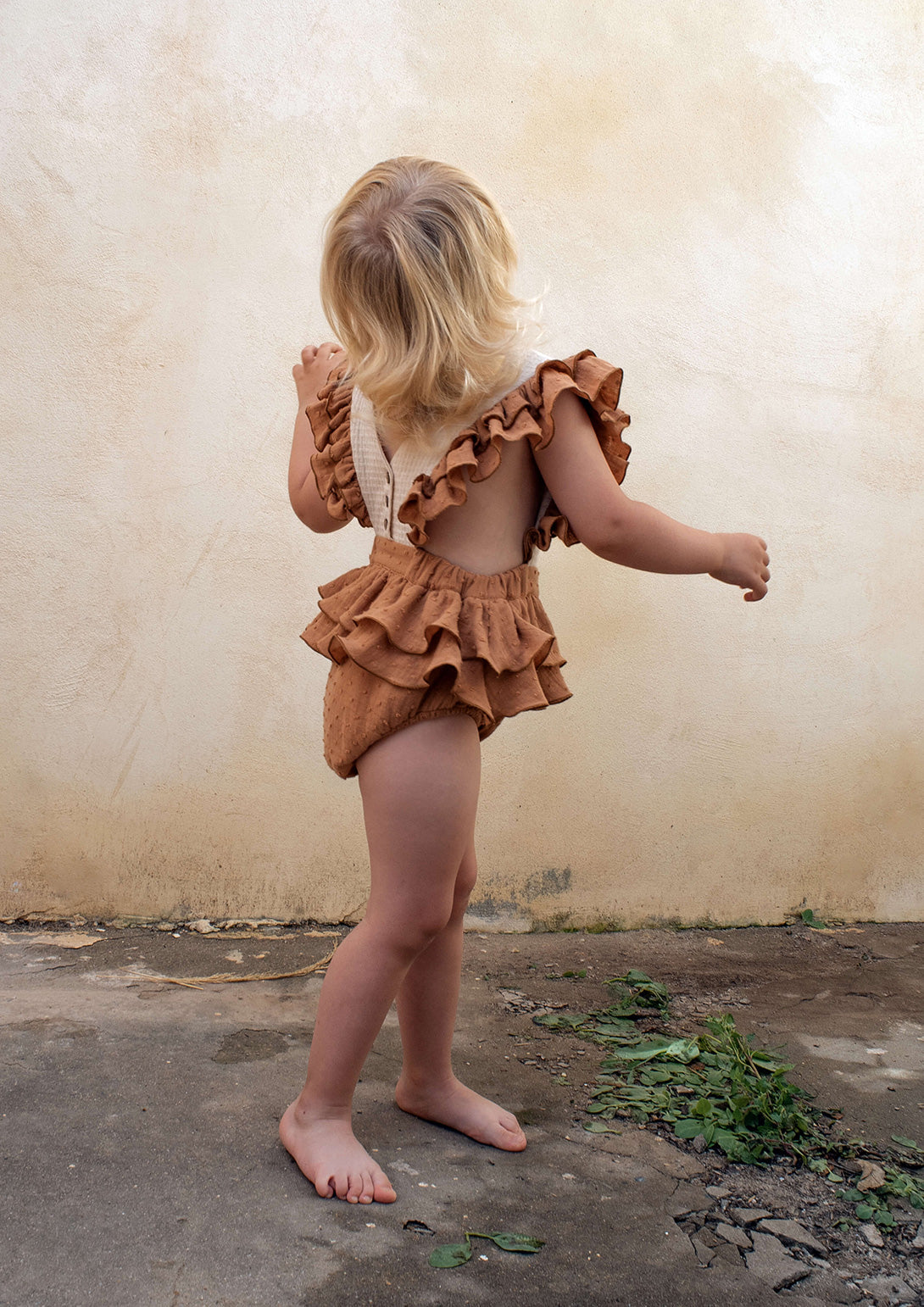 Coucoubébé-baby】Popelin Terracotta romper suit with embroidered