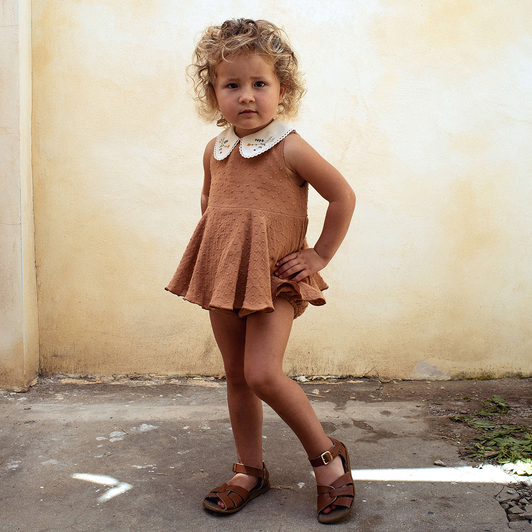 Coucoubébé-baby】Popelin PTerracotta romper suit with embroidered