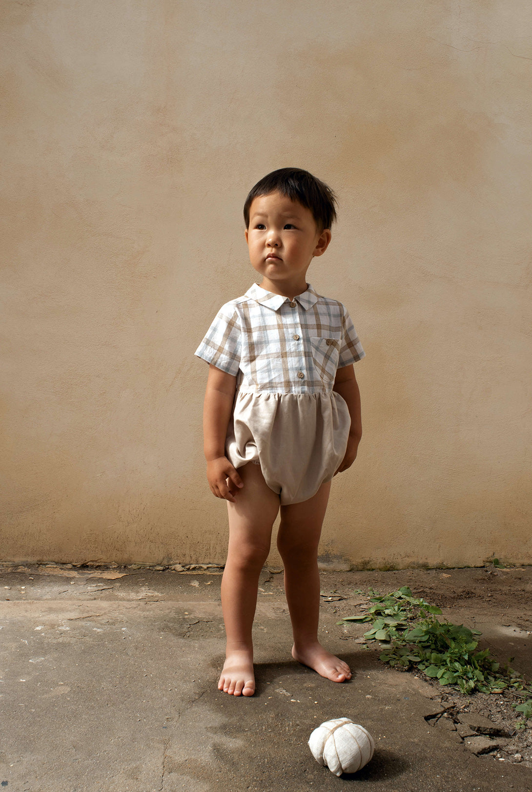 Coucoubébé-baby】Popelin Stone-coloured shirts-style romper suit