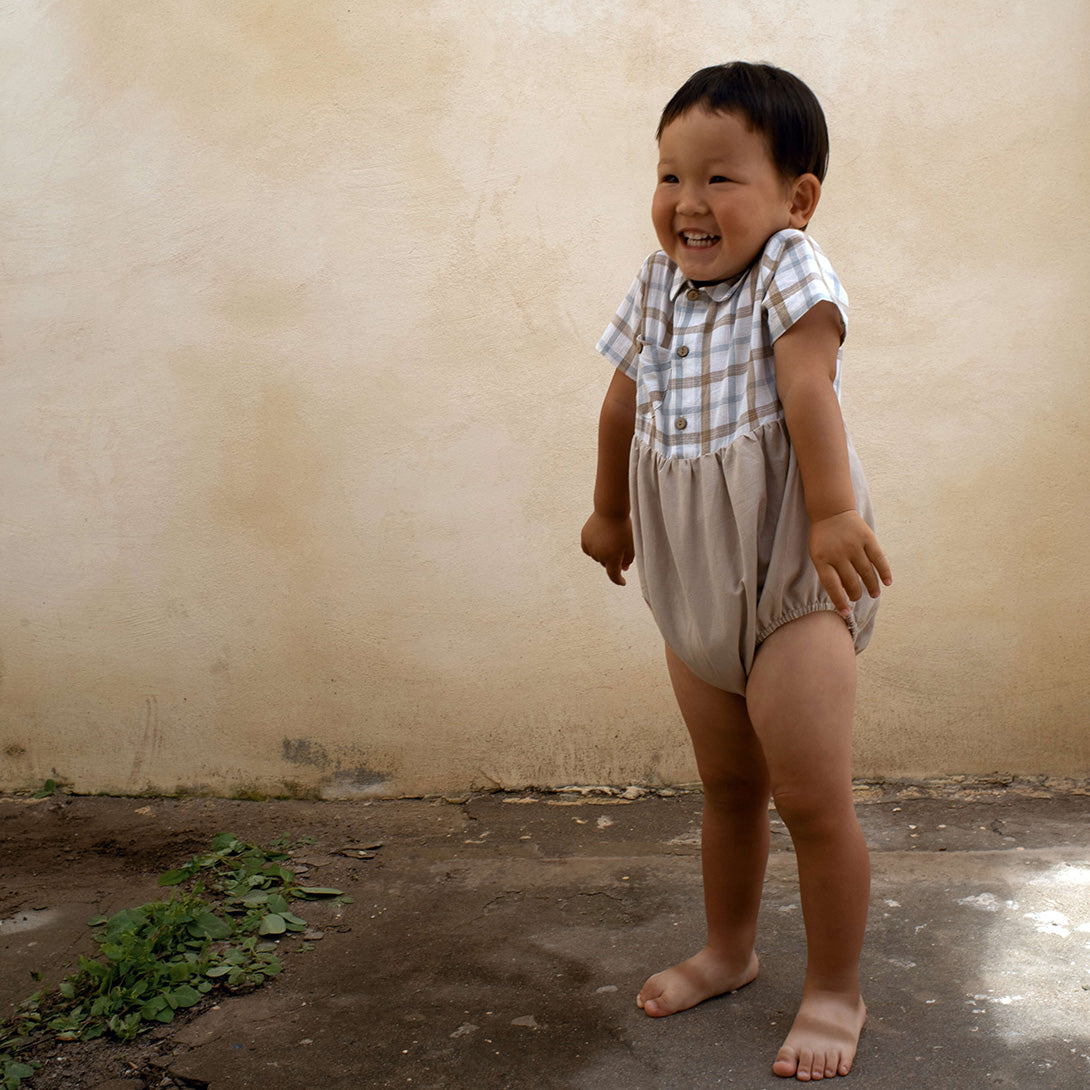 Coucoubébé-baby】Popelin Stone-coloured shirts-style romper suit