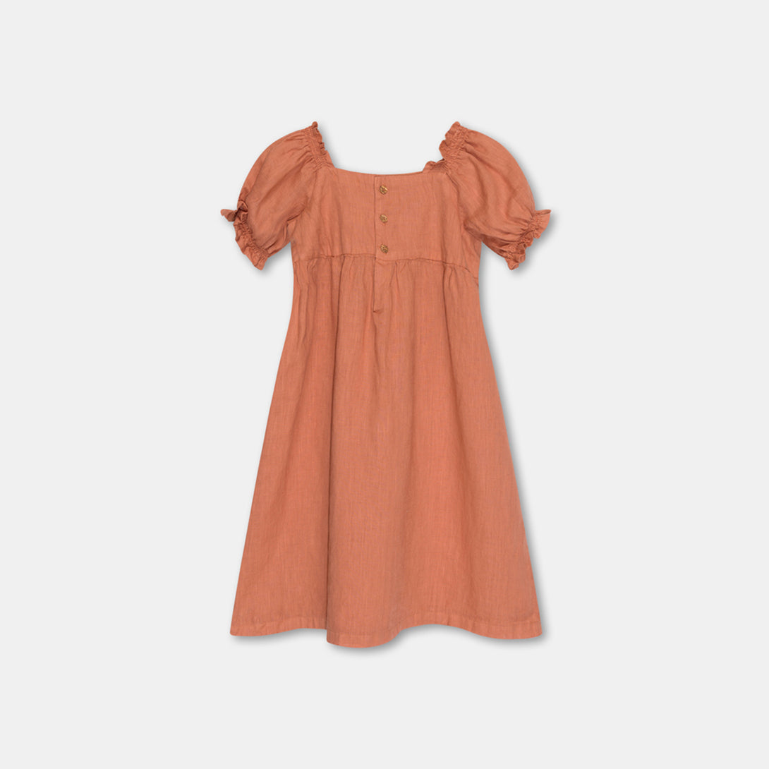 【my little cozmo】【40％off】Linen dress  Teracotta　リネンワンピース 3Y,4Y,6Y,8Y  | Coucoubebe/ククベベ