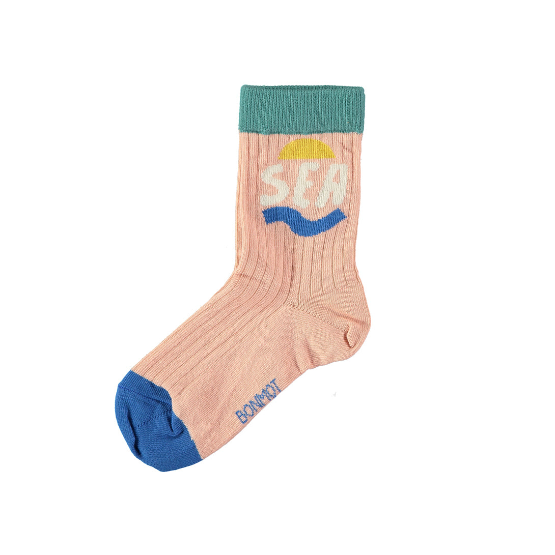 【bonmot organic】【40％off】Sock crew sea Dusty pink　ソックス  | Coucoubebe/ククベベ
