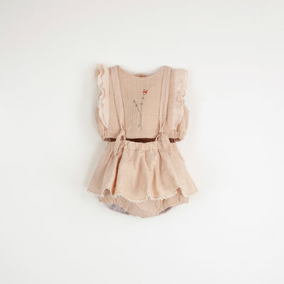 【Popelin】【40％off】Pink romper suit with removable straps  12-18m,18-24m,2-3Y（Sub Image-2） | Coucoubebe/ククベベ