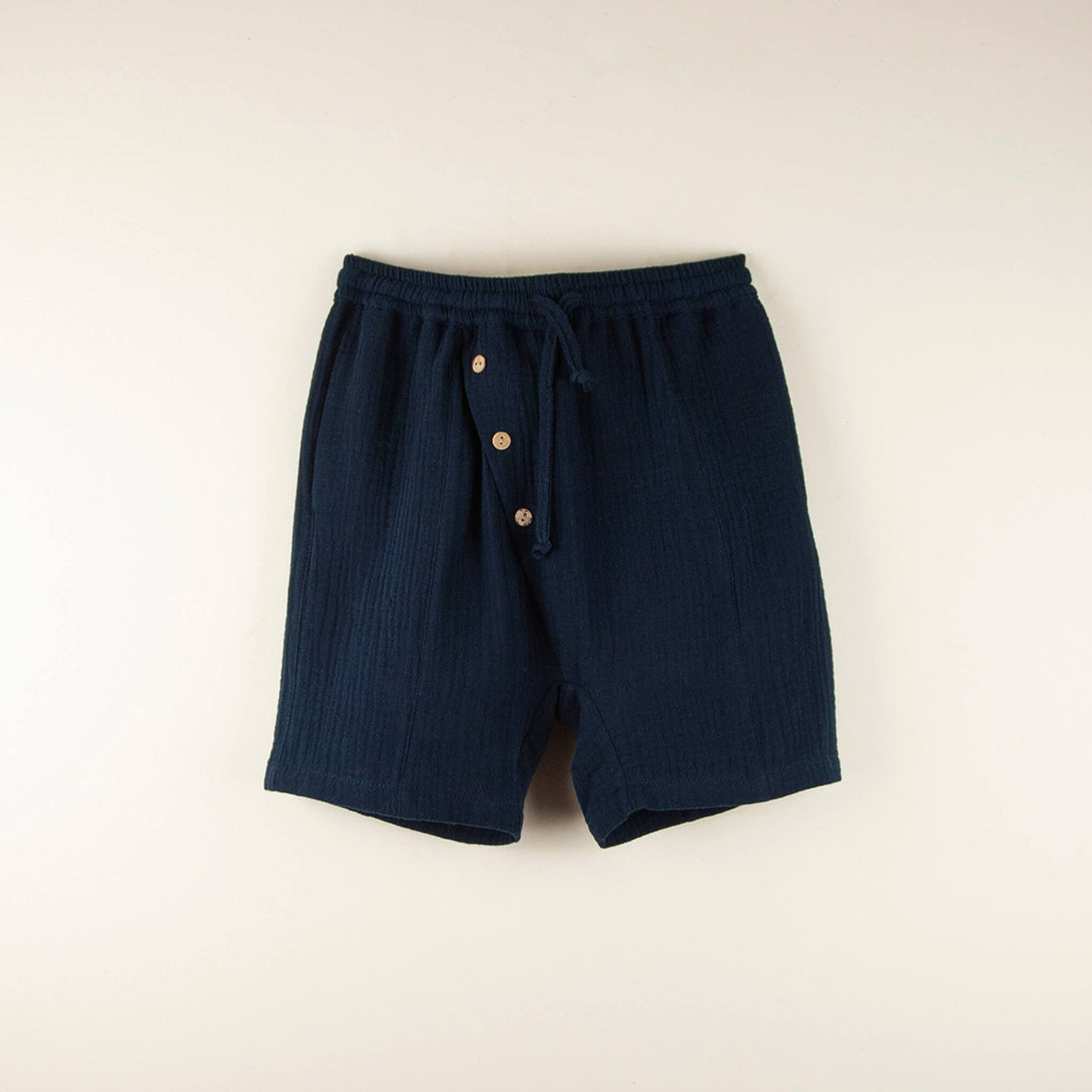 【Coucoubébé-baby】【50％off】Popelin Navy blue organic Bermuda shorts Mod.13.3　ポペリン　バミューダパンツ　ネイビーブルー　  | Coucoubebe/ククベベ