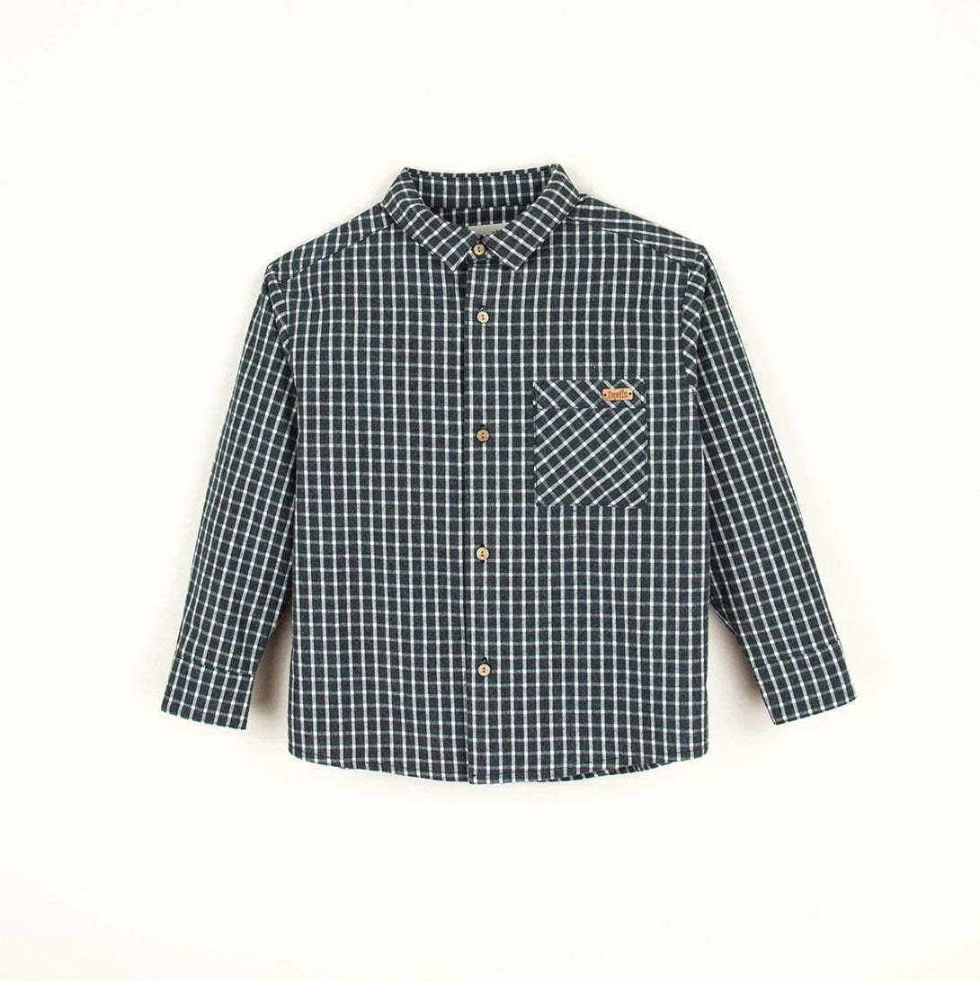 【Coucoubébé-baby】【40％off】Popelin  /  Black plaid shirt with pockets in organic　チェック柄ポケット付き長袖シャツ  | Coucoubebe/ククベベ